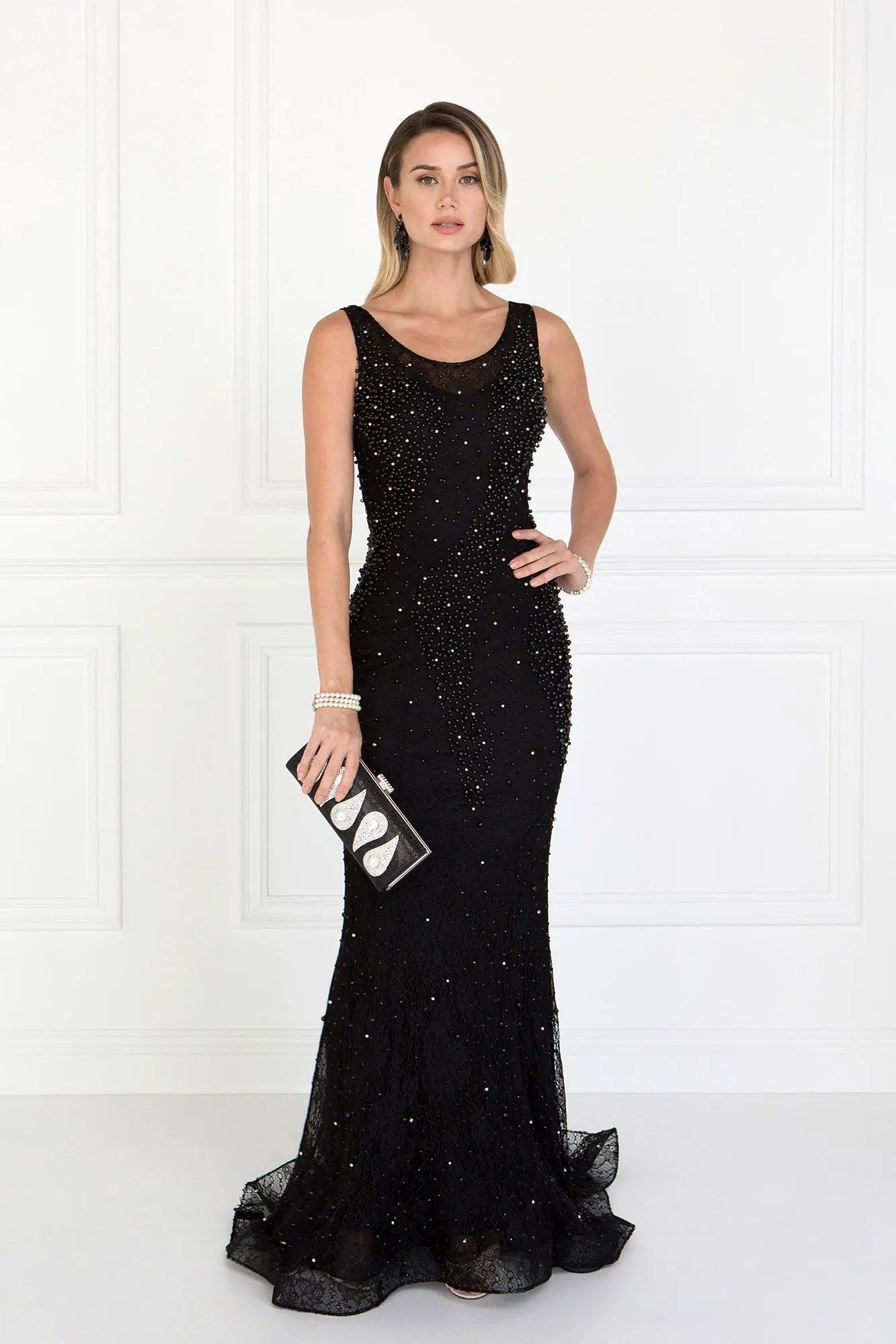 Lace Mermaid Long Dress with Beads Embellished by Tux-USA