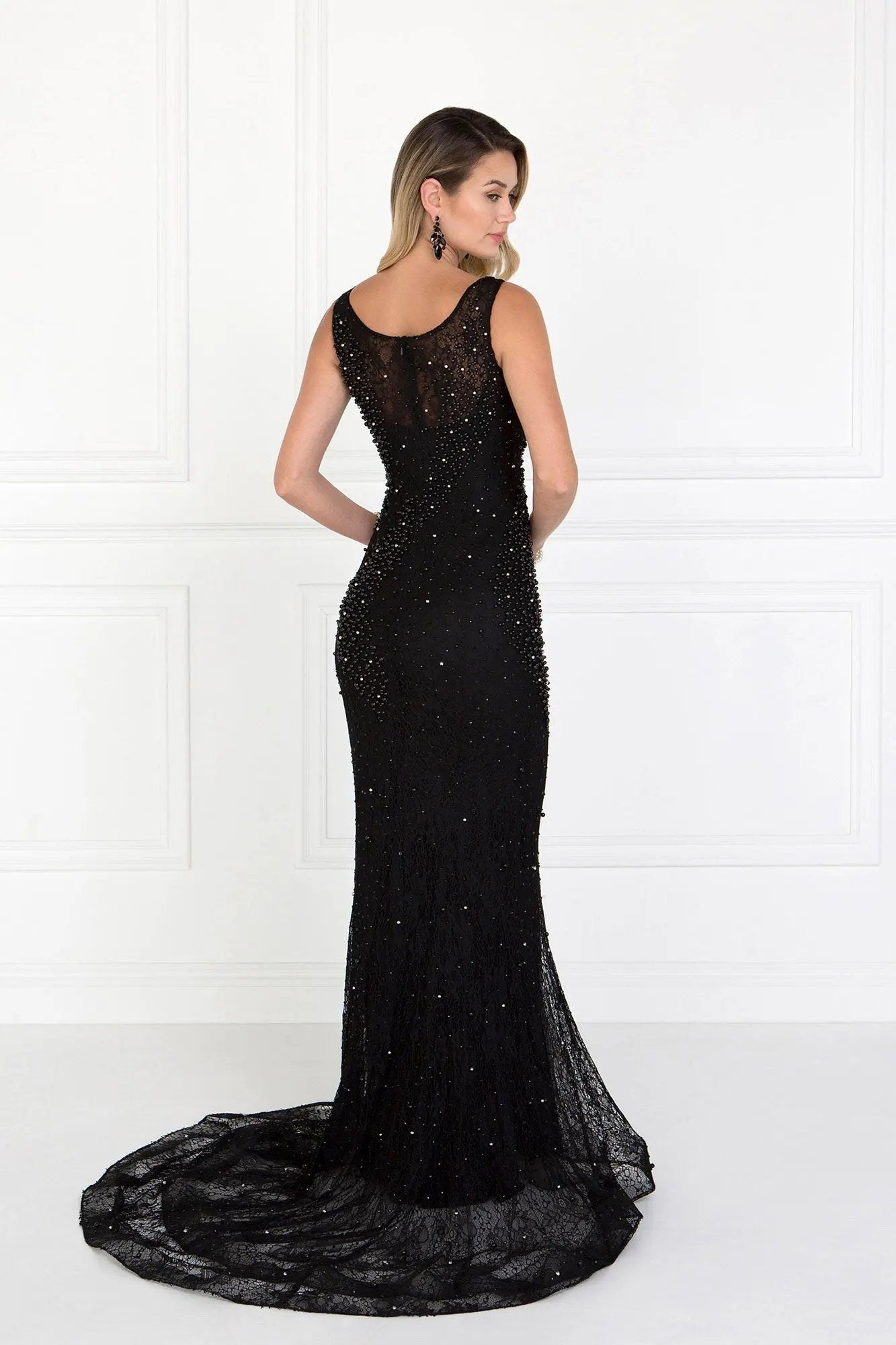 Lace Mermaid Long Dress with Beads Embellished by Tux-USA