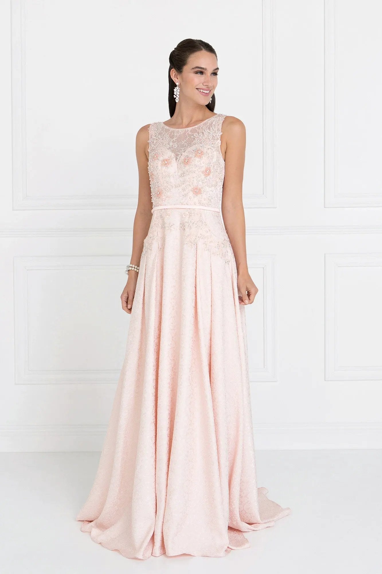 Jacquard Illusion Sweetheart A-Line Long Dress by Tux-USA