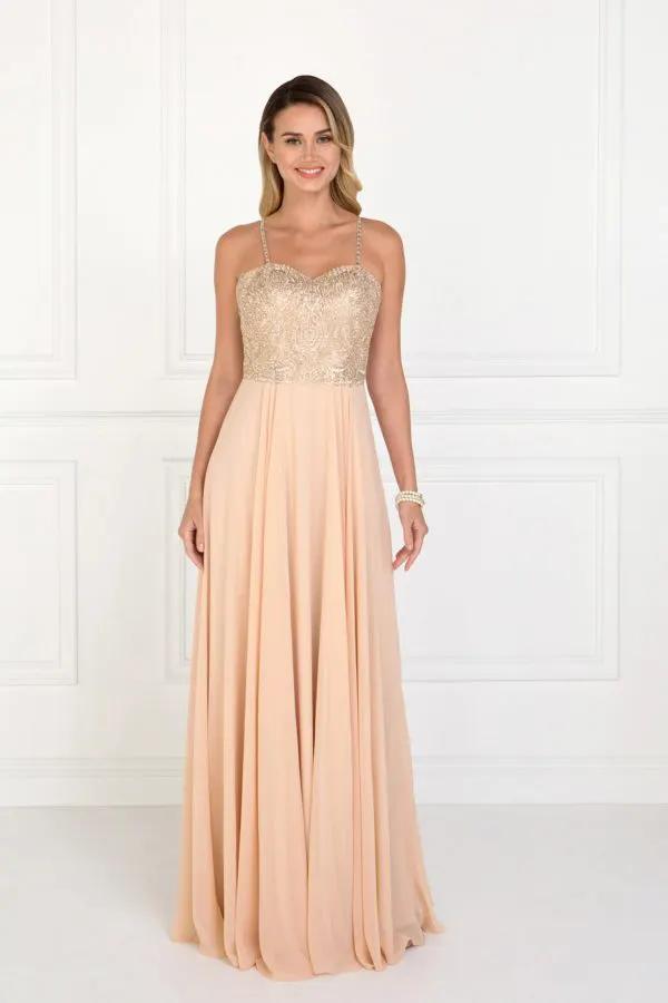 Chiffon Sweetheart A-Ling Long Dress with Jewels Embellished by Tux-USA