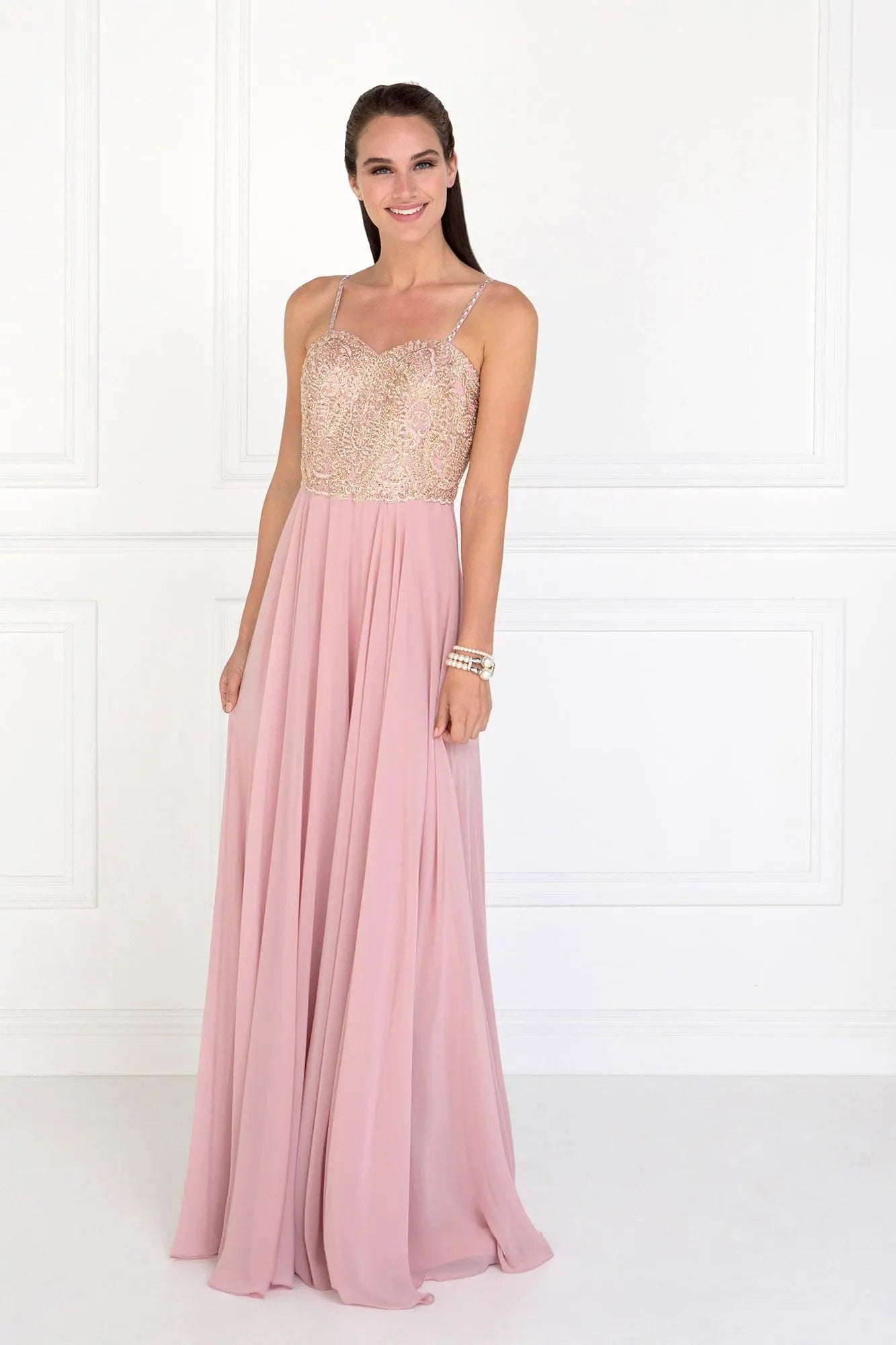 Chiffon Sweetheart A-Ling Long Dress with Jewels Embellished by Tux-USA