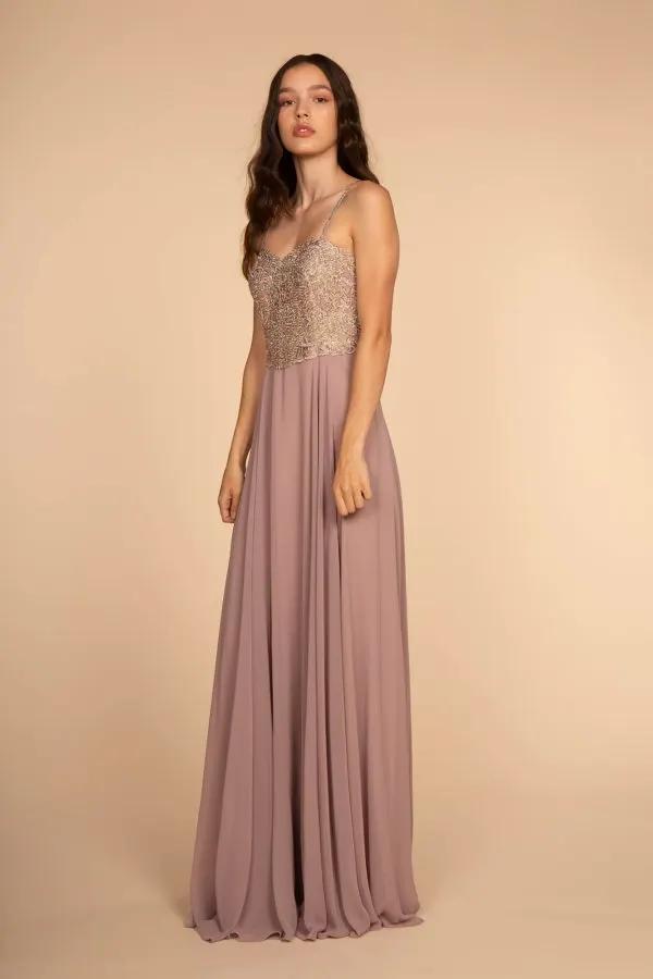 Chiffon Sweetheart A-Ling Long Dress with Jewels Embellished by Tux-USA