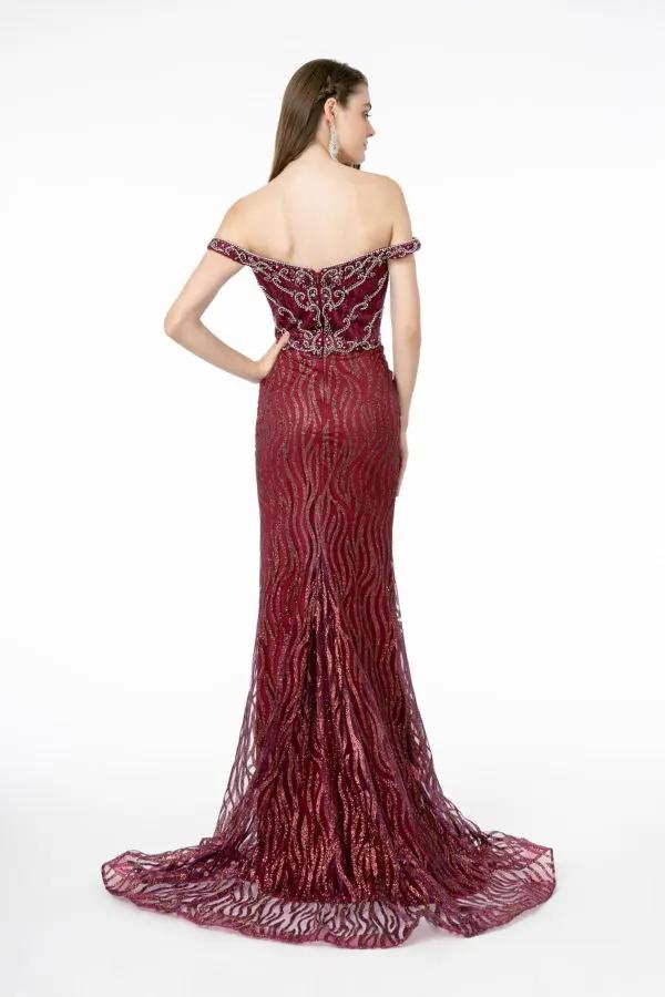 Jewel Embellished Bodice Glitter Mesh Long Dress by Tux-USA