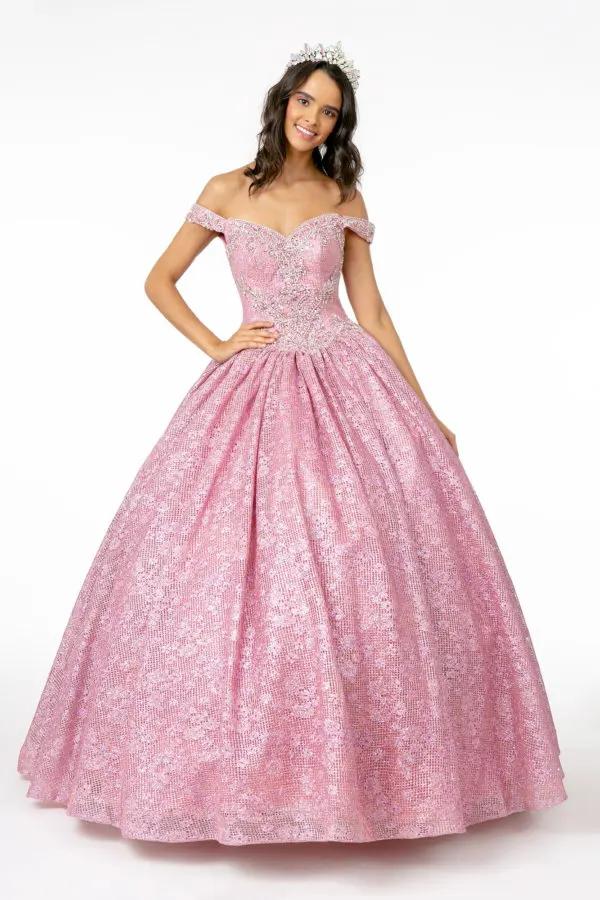 Jewel Embellished Sweetheart Neckline Glitter Netting Quinceanera Dress by Tux-USA