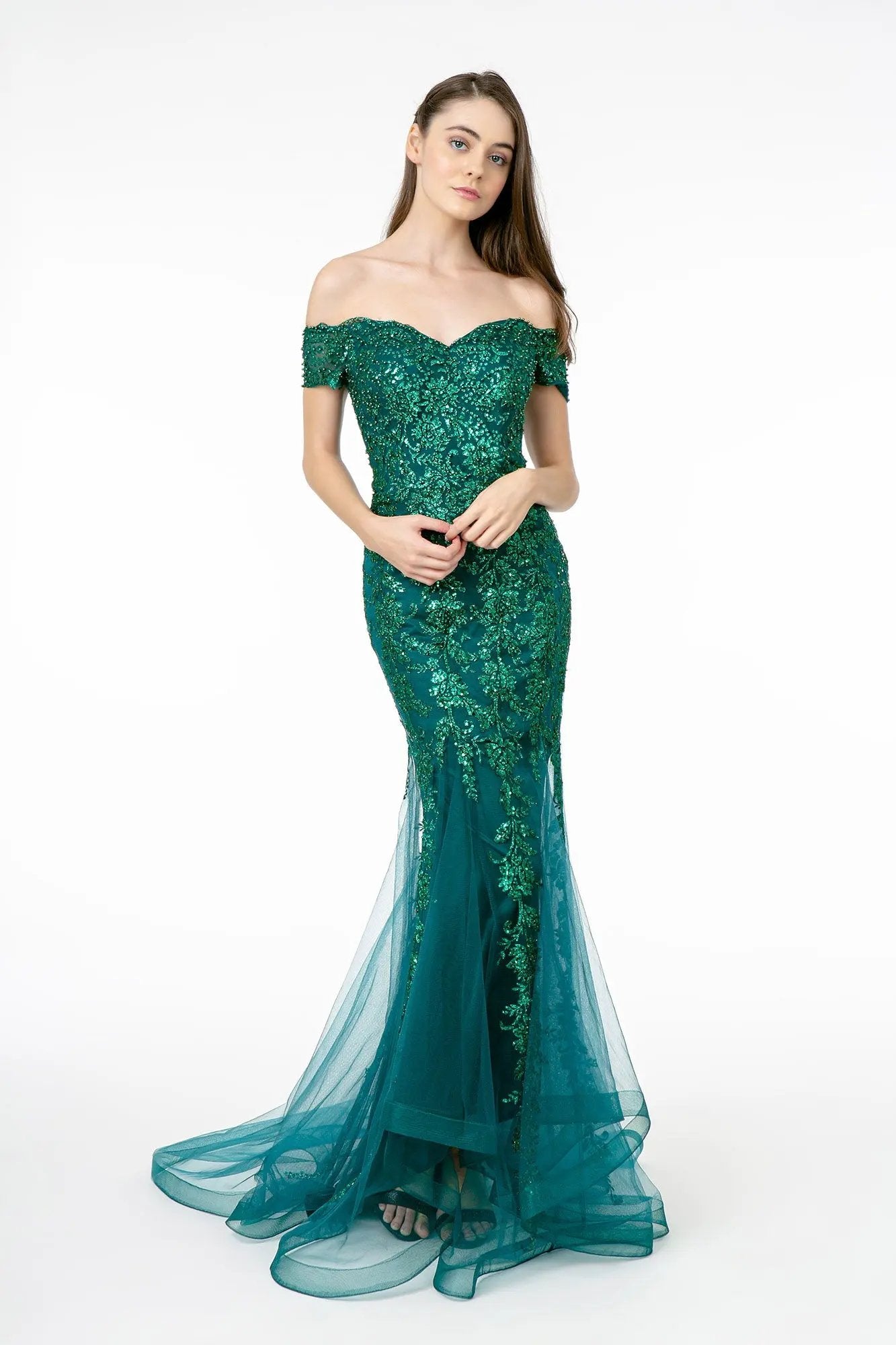 Sweetheart Neckline Glitter Mesh Long Dress w/ Cut-Out Back by Tux-USA