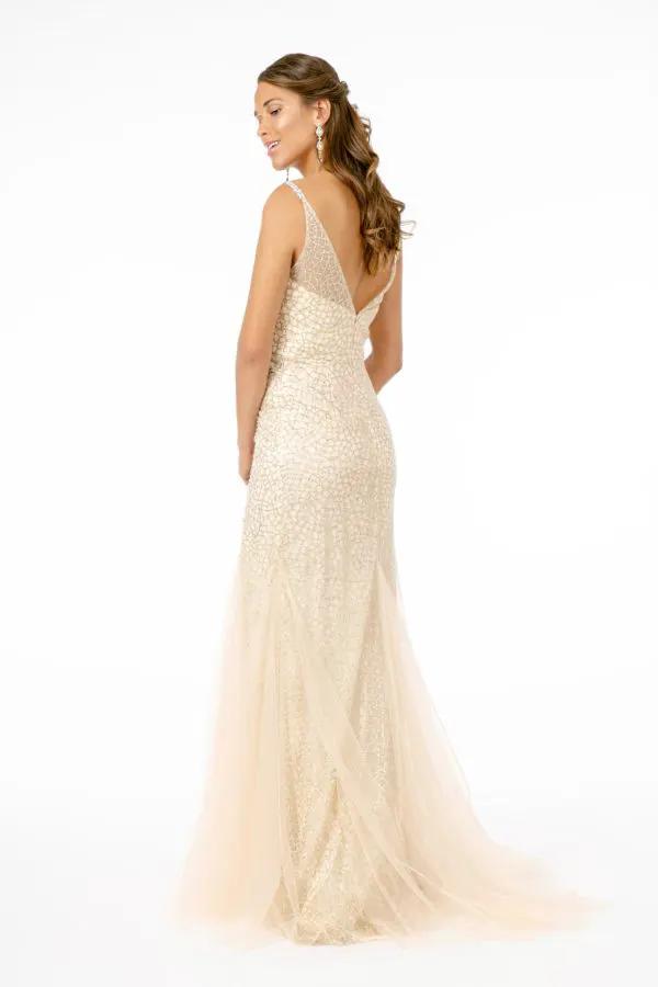 Sparkling Embellished Plunging Neck Long Dress from GLS by Gloria by Tux-USA