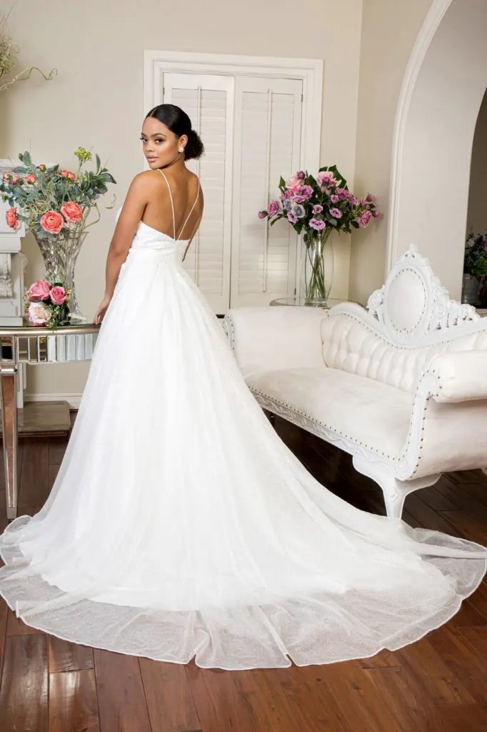 Embroidered Bodice Sweethearted Glitter Mesh Wedding Gown by Tux-USA