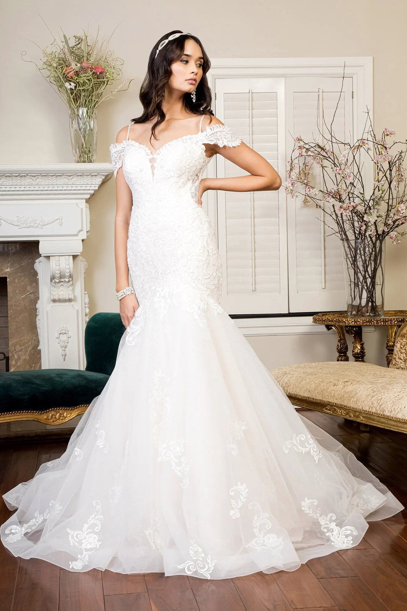Sweethearted Embroidered Mesh Mermaid Wedding Gown w/ Tail by Tux-USA
