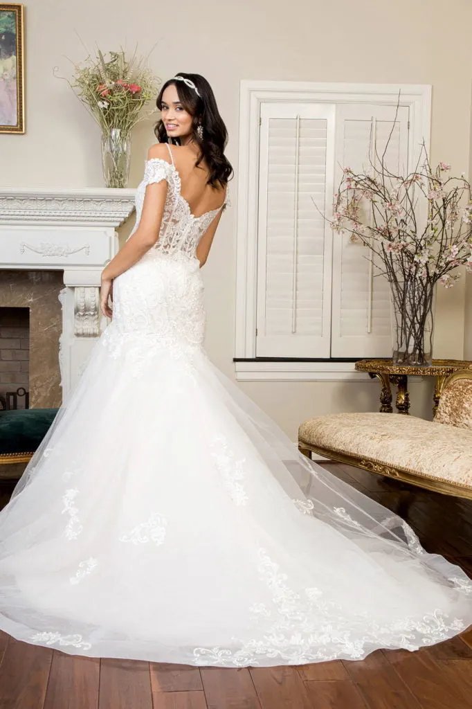 Sweethearted Embroidered Mesh Mermaid Wedding Gown w/ Tail by Tux-USA