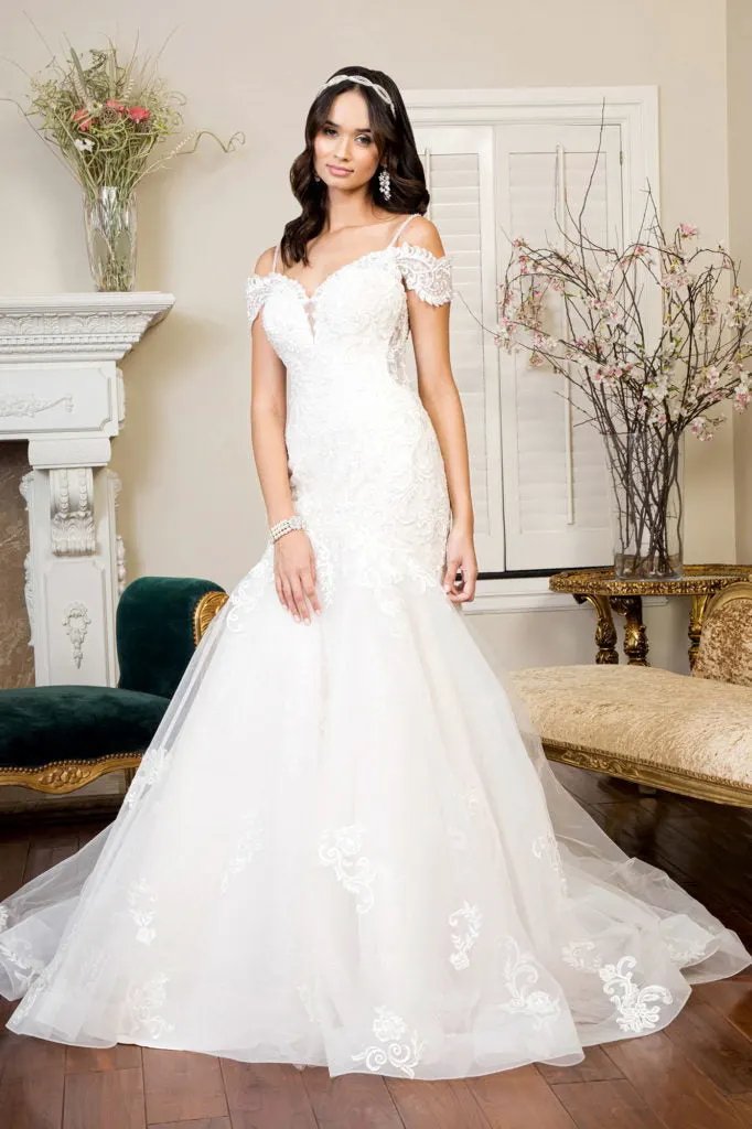 Sweethearted Embroidered Mesh Mermaid Wedding Gown w/ Tail by Tux-USA