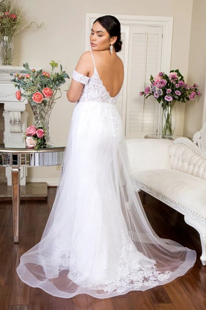 Sweethearted Embroidered Spaghetti Strap Wedding Gown w/ Lace Lining by Tux-USA