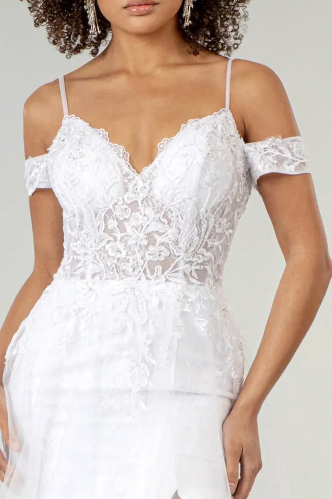 Sweethearted Embroidered Spaghetti Strap Wedding Gown w/ Lace Lining by Tux-USA