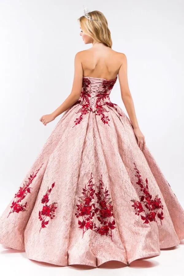 Beads Embellished Neckline Full Glitter Mesh Quinceanera Dress by Tux-USA