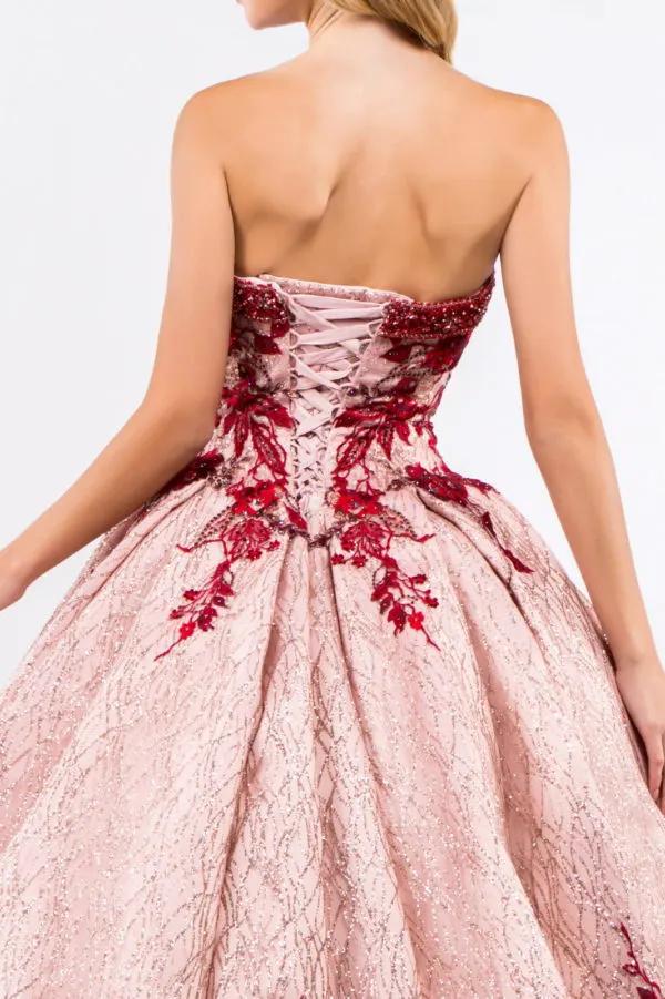 Beads Embellished Neckline Full Glitter Mesh Quinceanera Dress by Tux-USA
