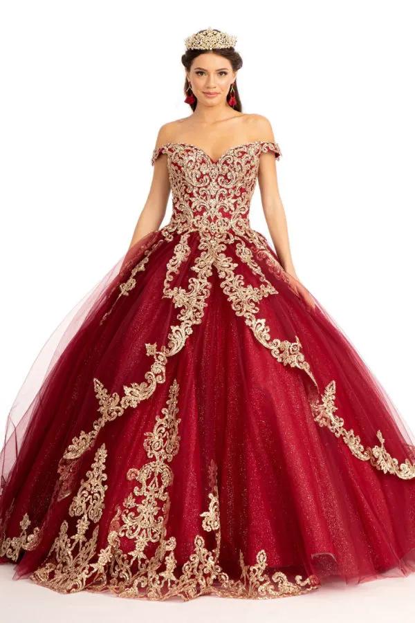 Embroider Embellished Sweetheart Glitter Mesh Quinceanera Dress by Tux-USA