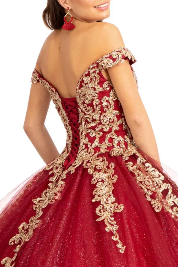 Embroider Embellished Sweetheart Glitter Mesh Quinceanera Dress by Tux-USA