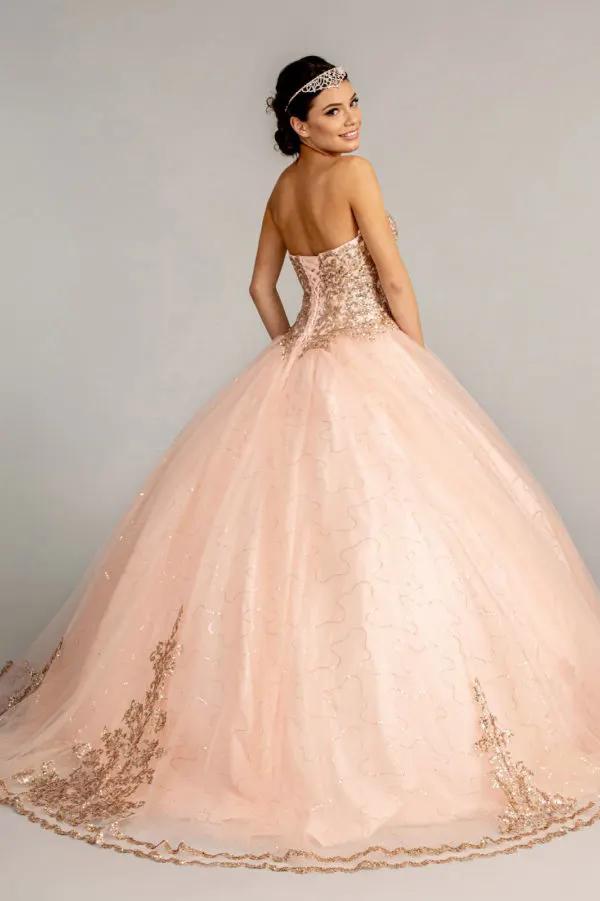 Sequin and Glitter Embellished Sweetheart Quinceanera Dress by Tux-USA