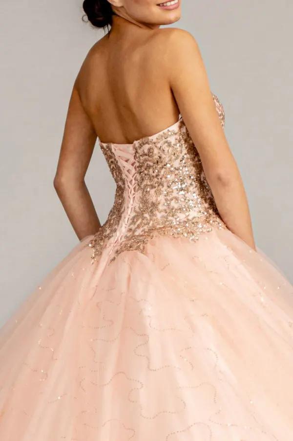 Sequin and Glitter Embellished Sweetheart Quinceanera Dress by Tux-USA