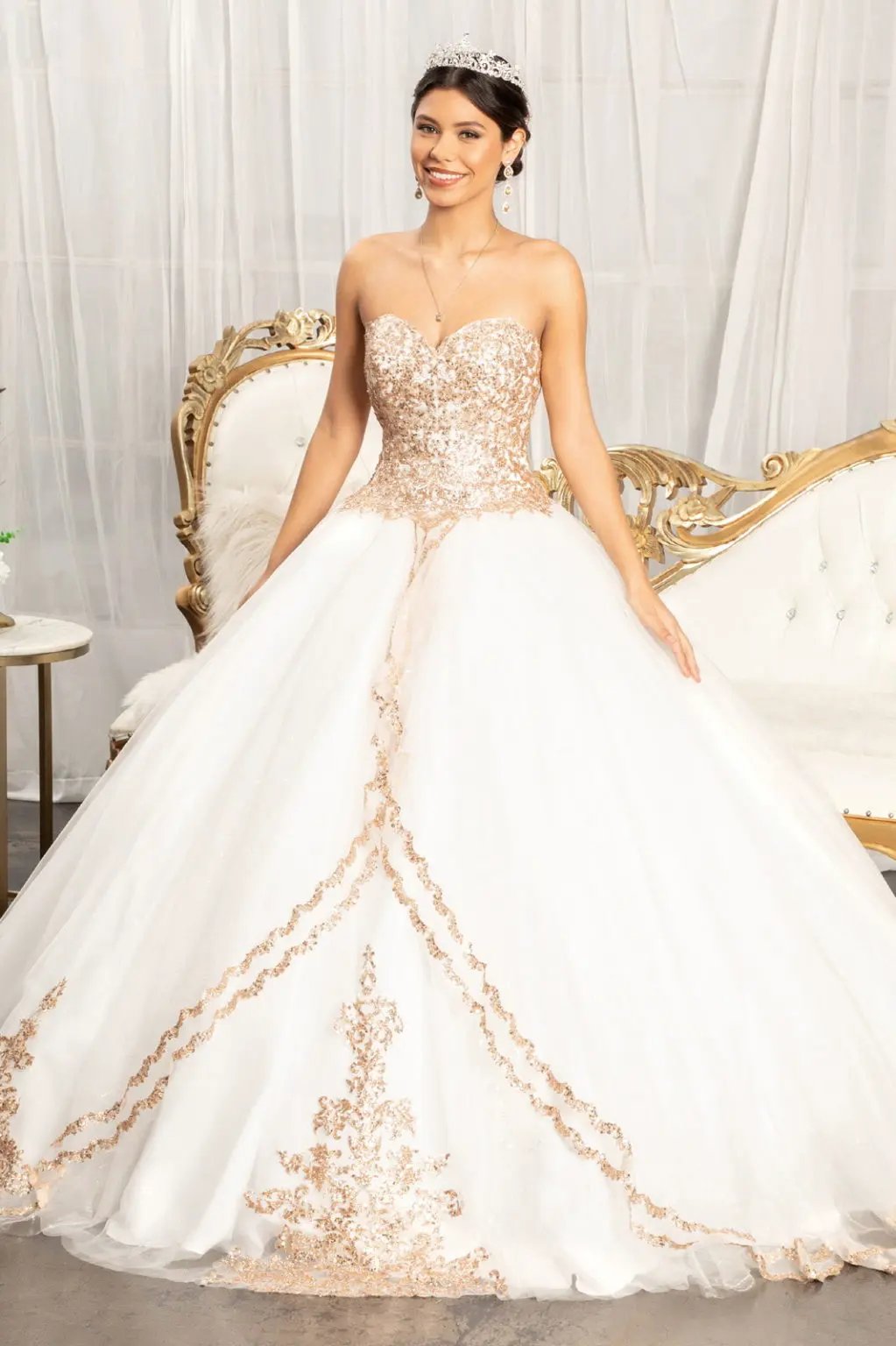 Sequin and Glitter Embellished Sweetheart Quinceanera Dress by Tux-USA