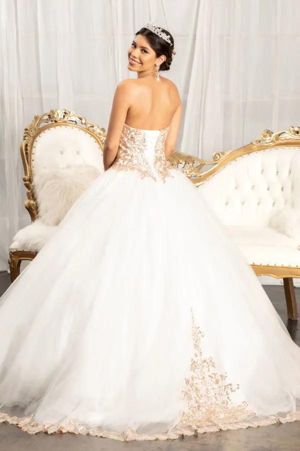 Sequin and Glitter Embellished Sweetheart Quinceanera Dress by Tux-USA