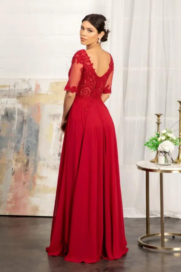 Rhinestone and Embroidery Embellished Chiffon Long Dress by Tux-USA