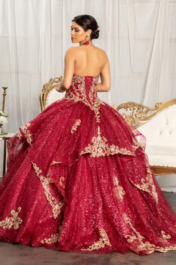 Sequin Pattern and Jewel Embellished Glitter Mesh Sleeveless Quinceanera Dress by Tux-USA