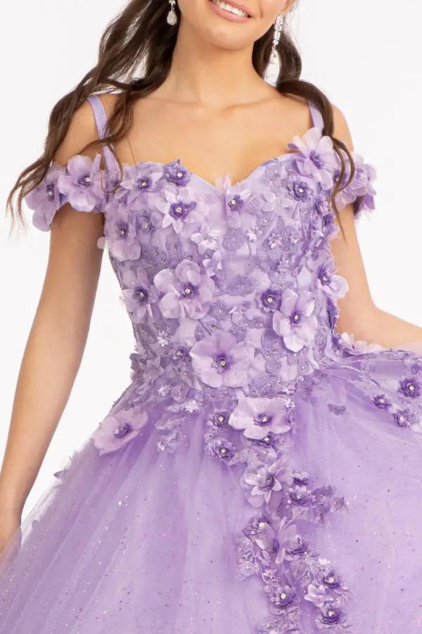 Embroidery and 3D Floral Applique Embellished Sweetheart Quinceanera Dress by Tux-USA