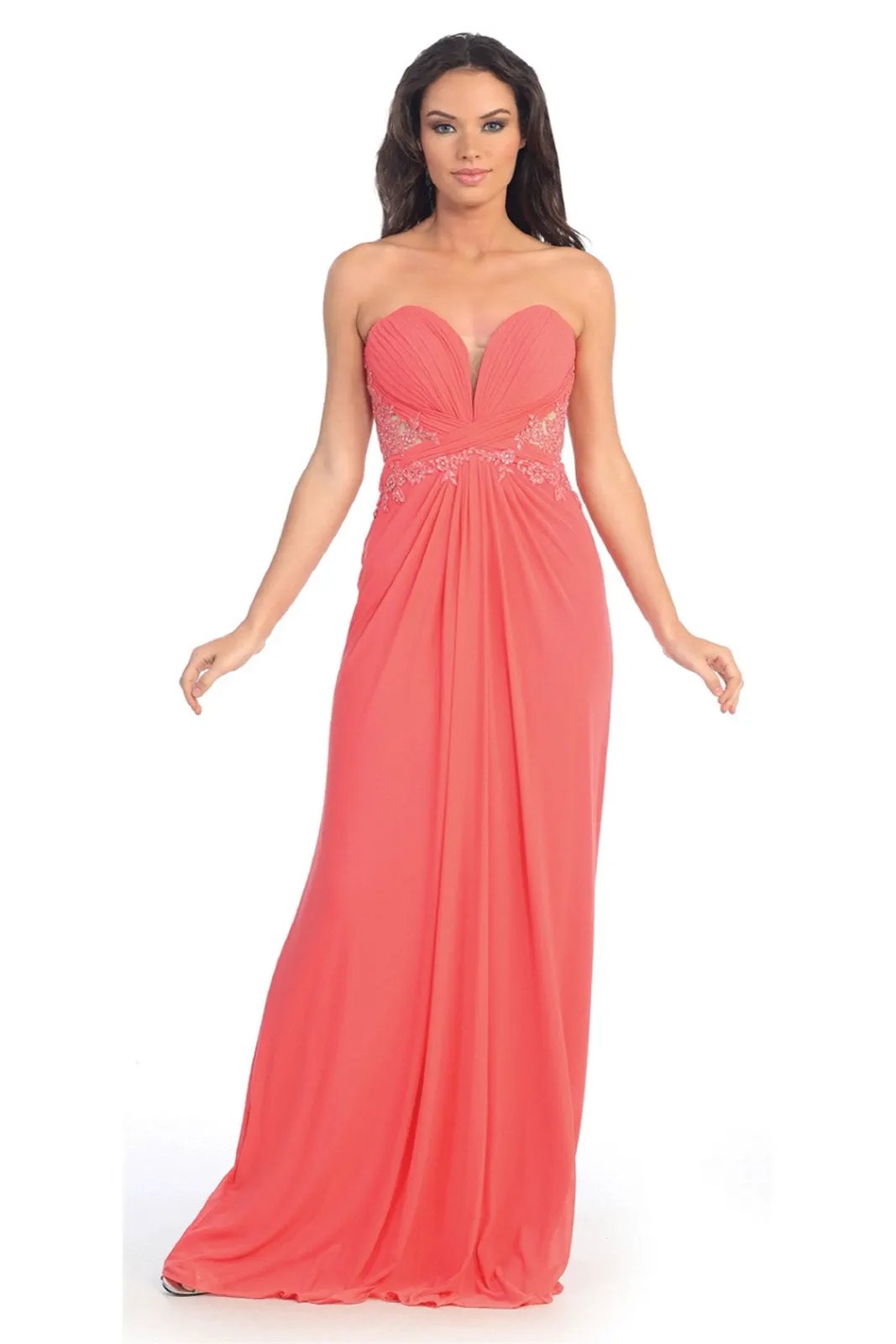 Strapless Sweetheart Soft Mesh Long Dress with Sheer Back by Tux-USA