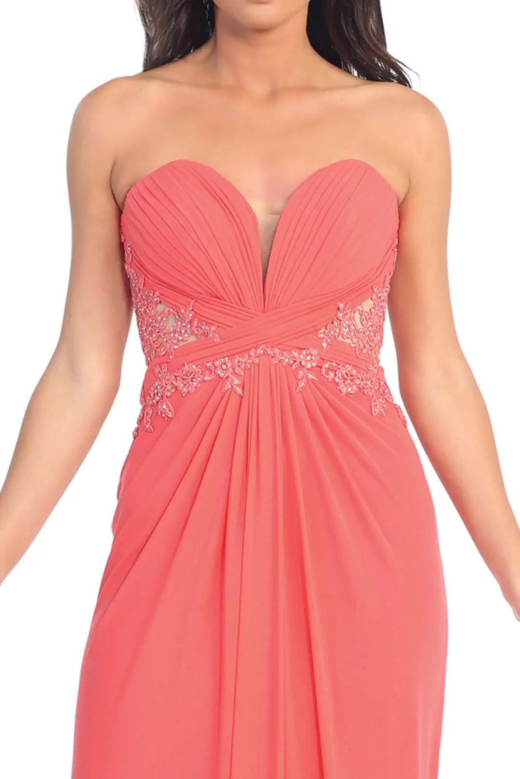 Strapless Sweetheart Soft Mesh Long Dress with Sheer Back by Tux-USA