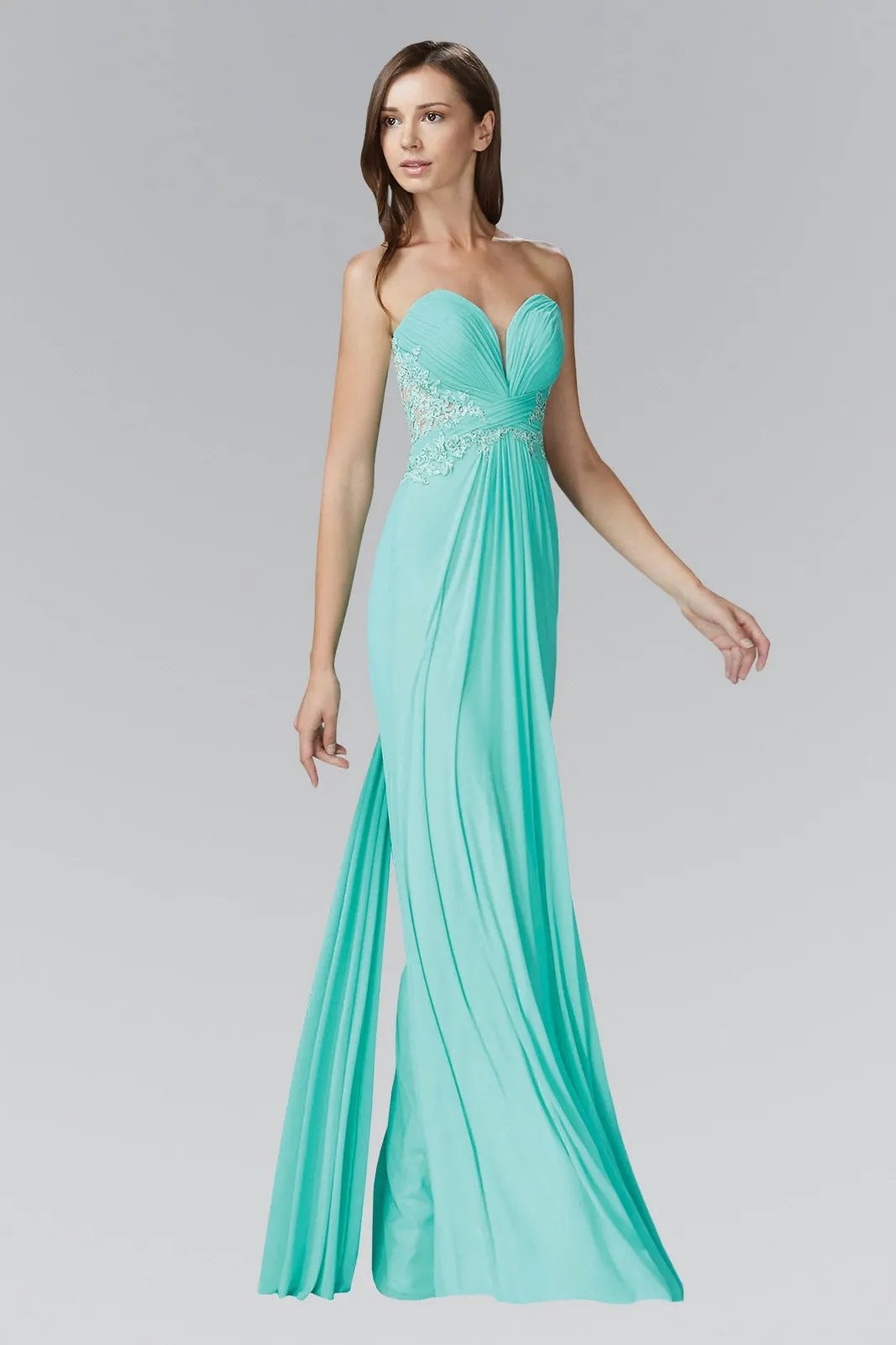 Strapless Sweetheart Soft Mesh Long Dress with Sheer Back by Tux-USA