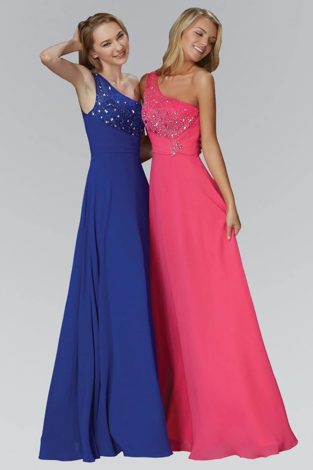 One Shoulder Floor Length Dress with Jewel Embellished Bodice by Tux-USA
