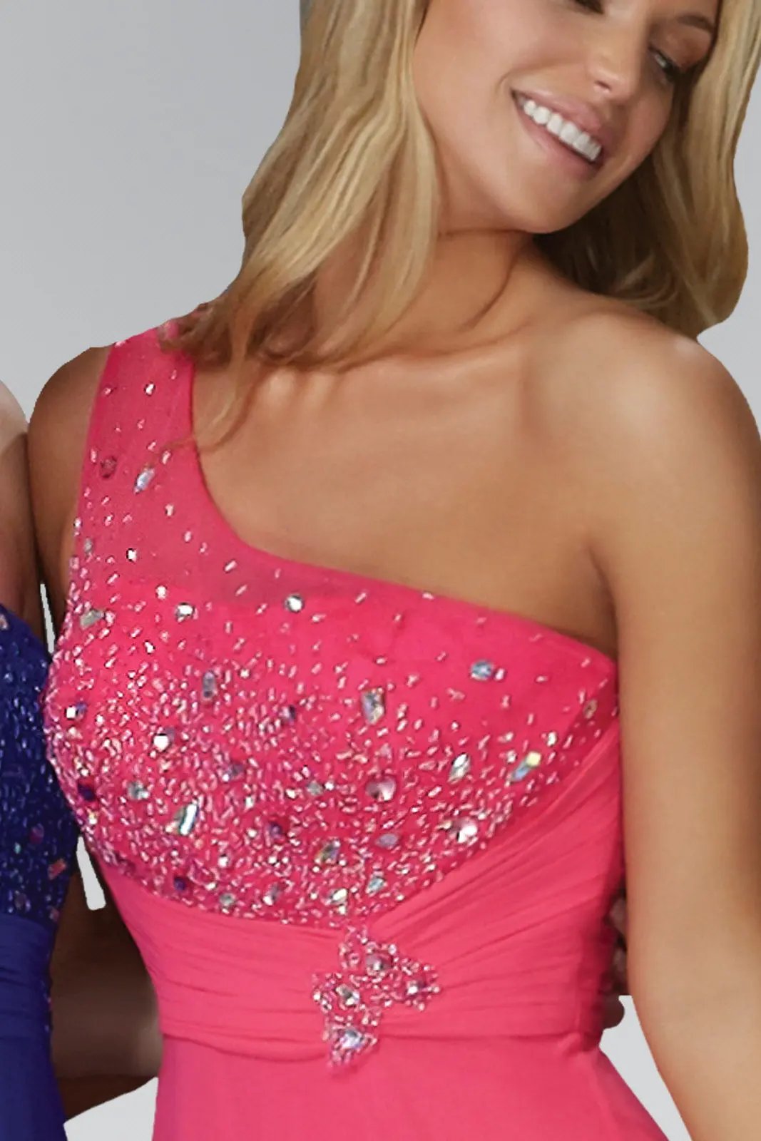 One Shoulder Floor Length Dress with Jewel Embellished Bodice by Tux-USA