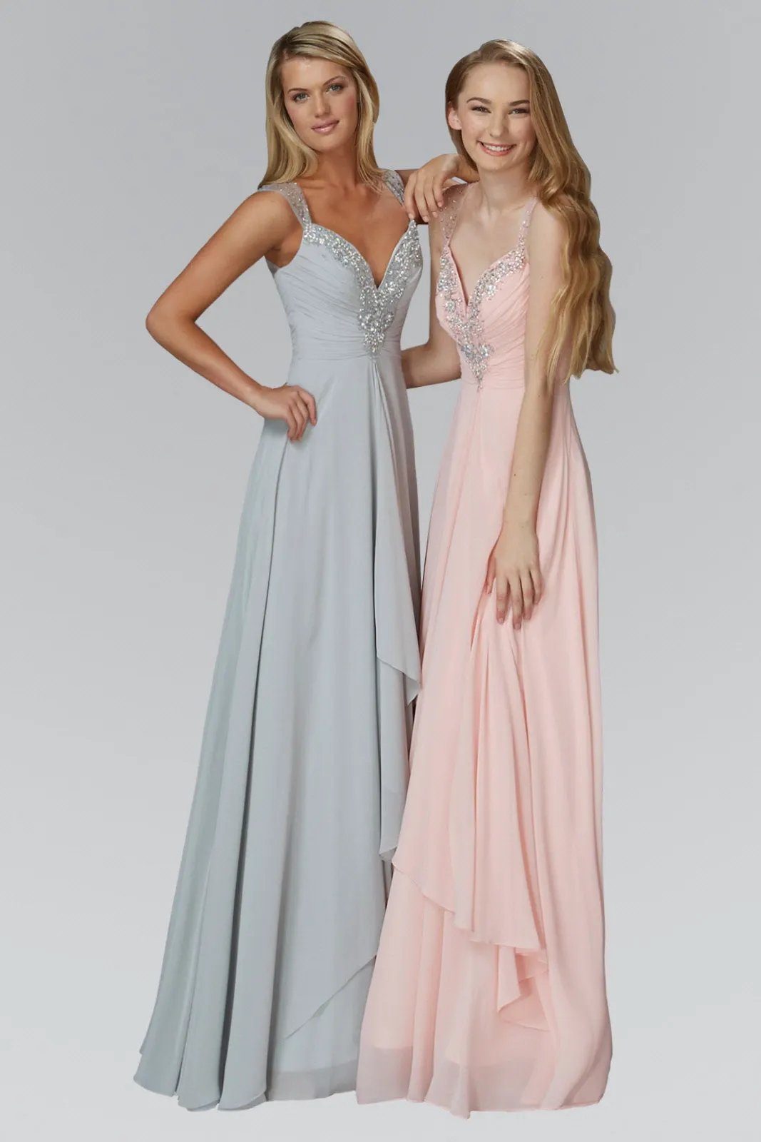 Sweetheart Long Chiffon Dress with Beaded Detailing by Tux-USA