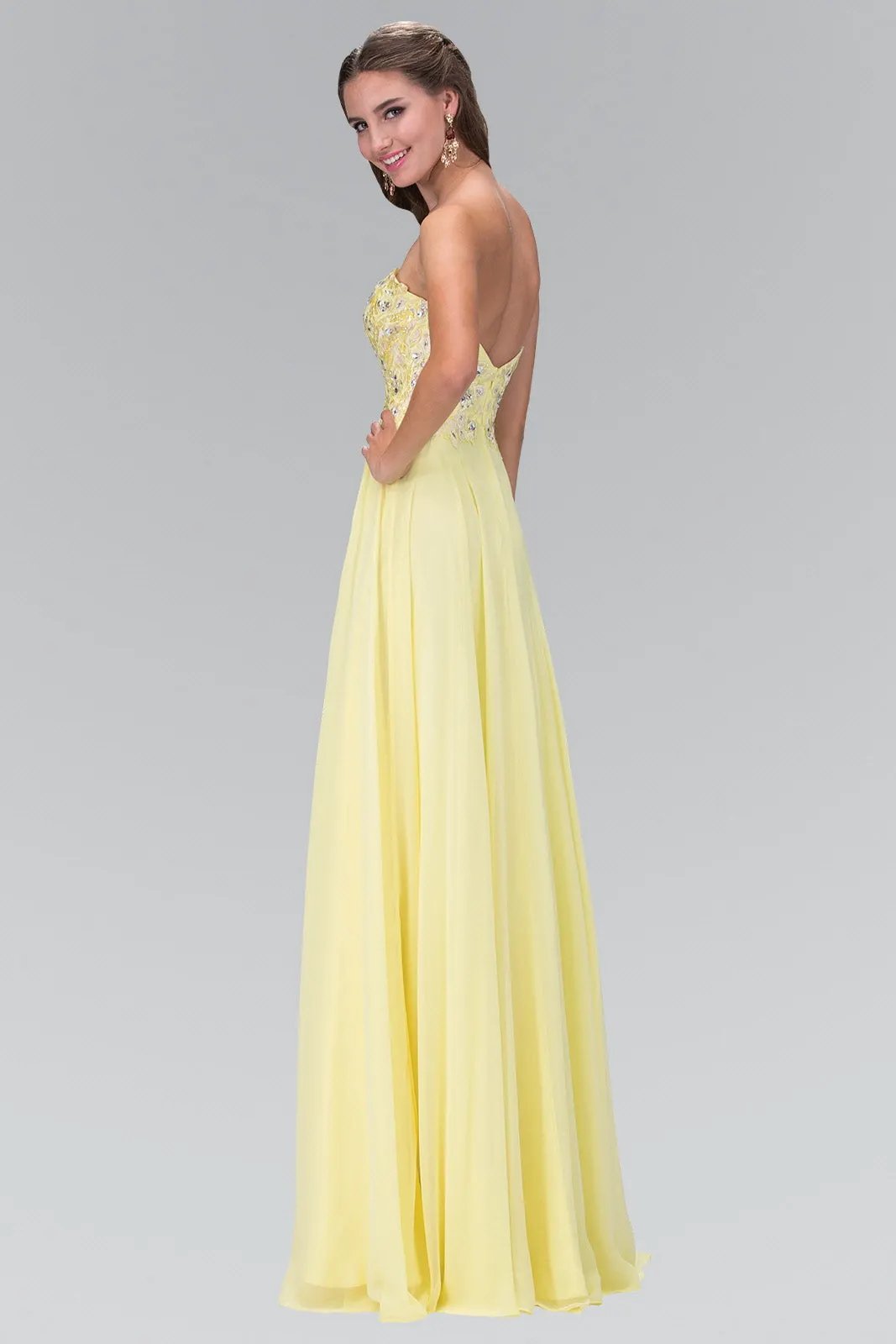 Strapless Chiffon Long Dress with Sweetheart Neckline by Tux-USA
