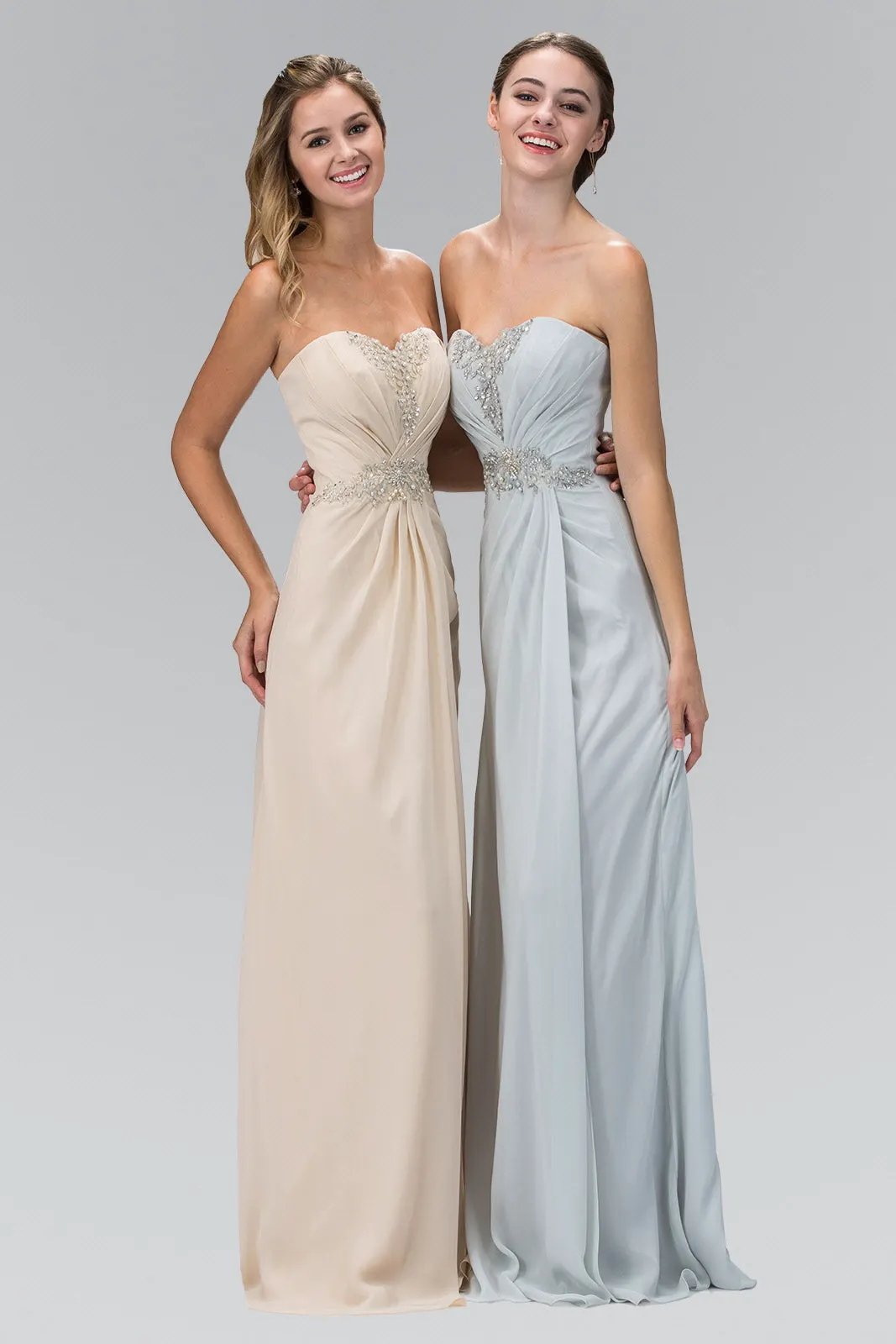 Strapless Sweetheart Long Dress with Pleated Bodice by Tux-USA