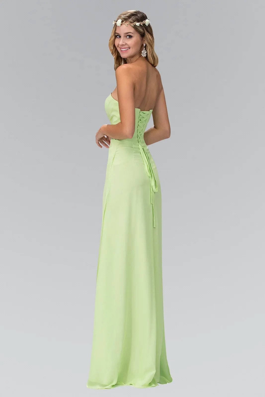 Strapless Sweetheart Long Dress with Pleated Bodice by Tux-USA
