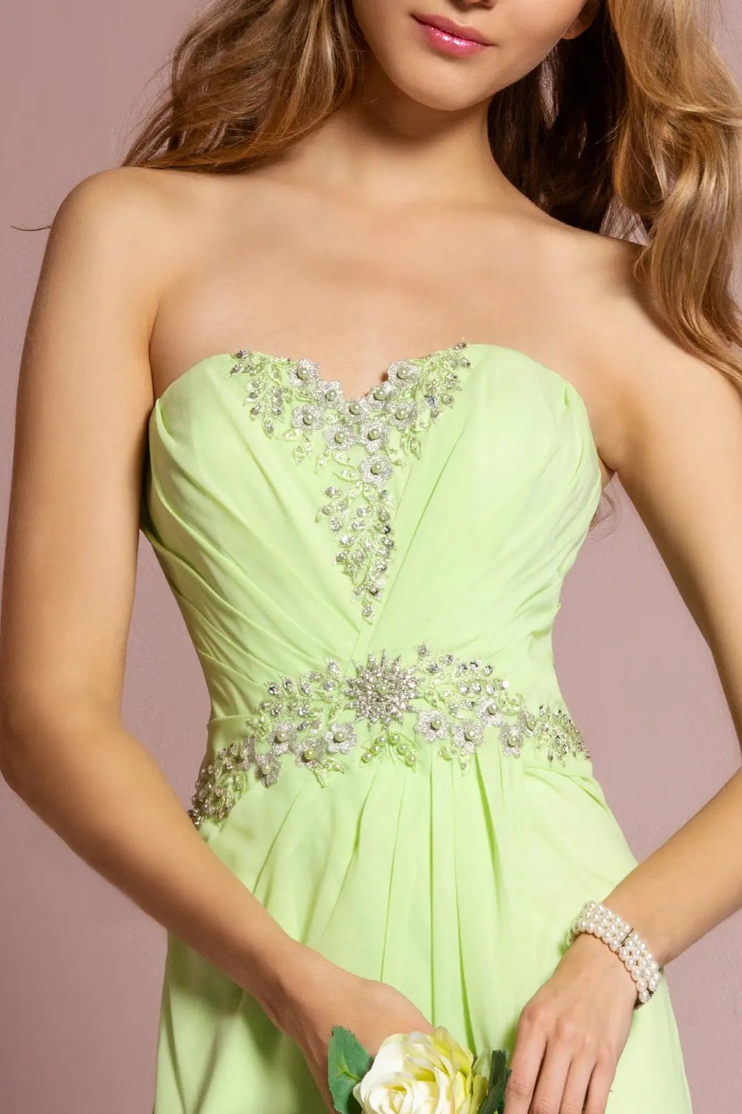 Strapless Sweetheart Long Dress with Pleated Bodice by Tux-USA