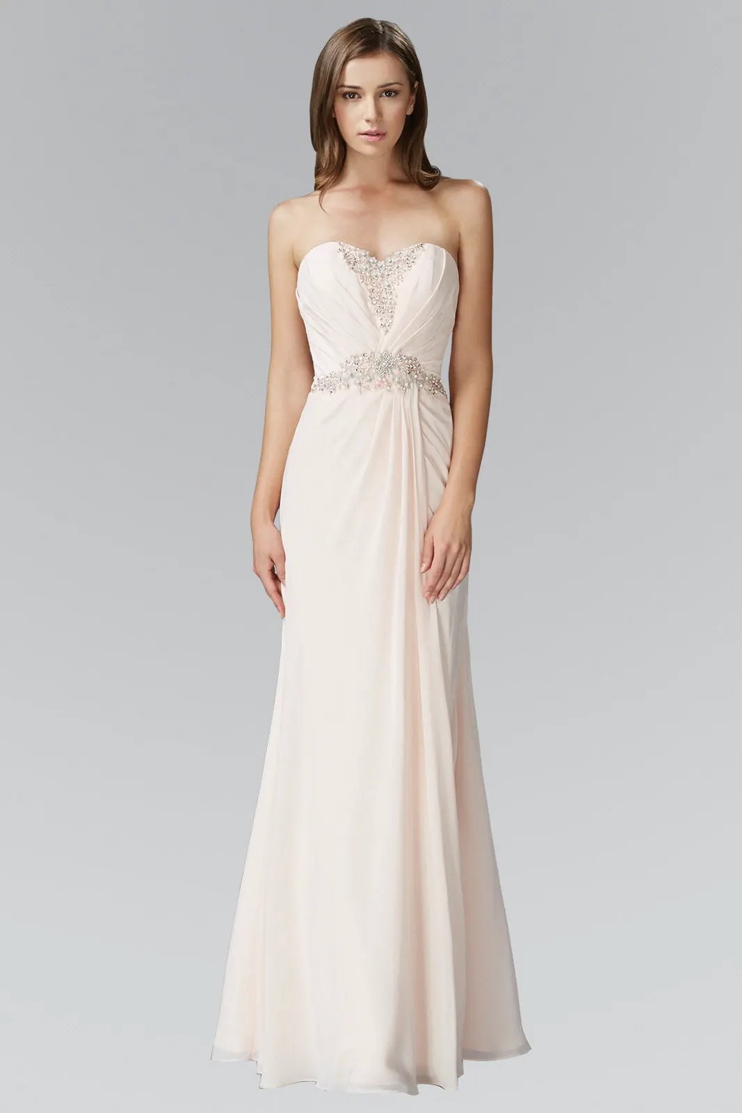 Strapless Sweetheart Long Dress with Pleated Bodice by Tux-USA