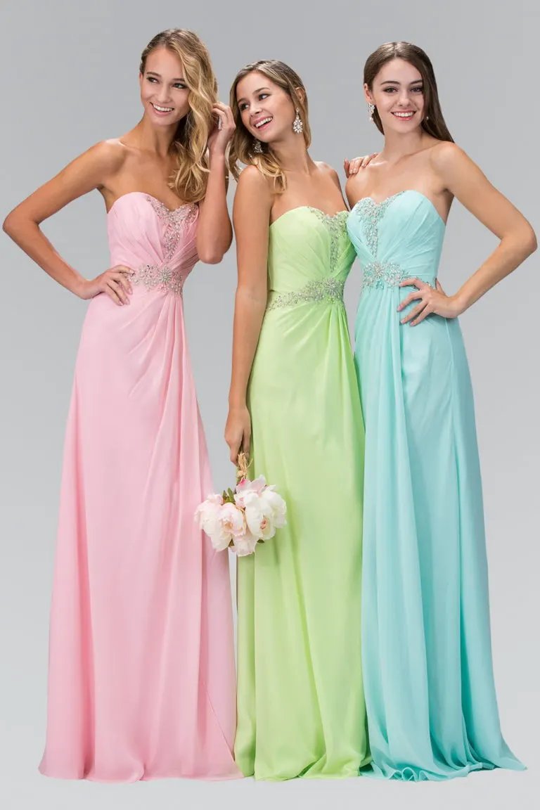 Strapless Sweetheart Long Dress with Pleated Bodice by Tux-USA