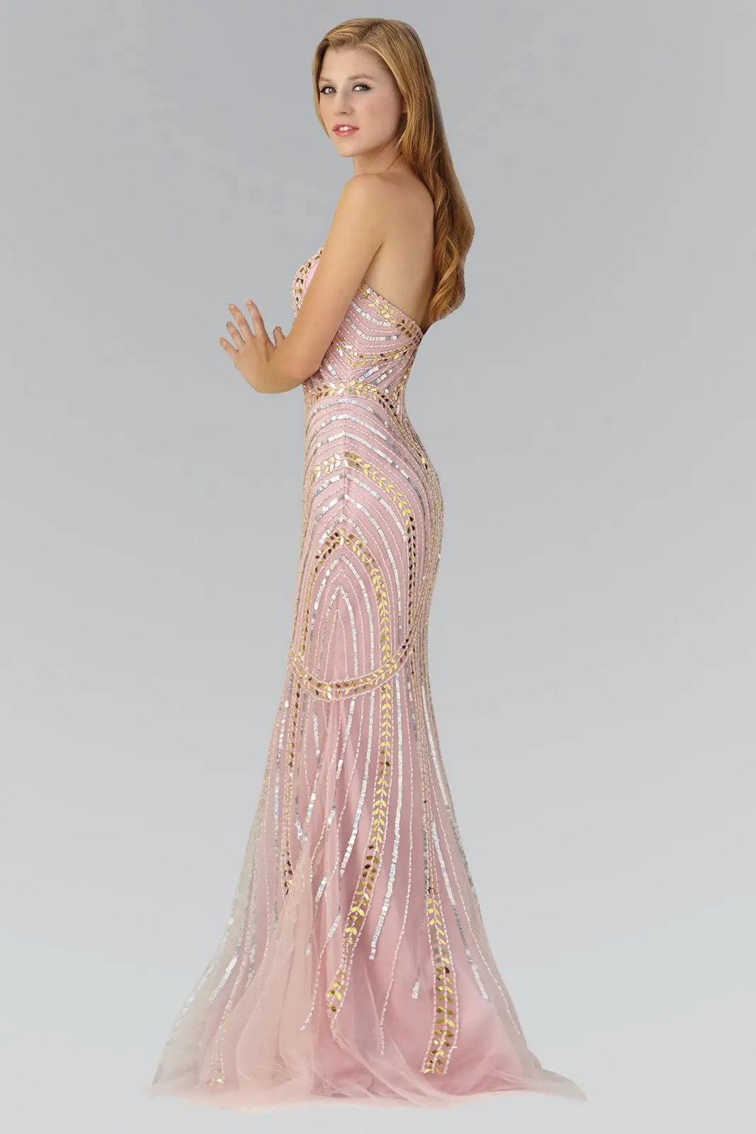 Strapless Sweetheart Long Dress with Bead Detailing by Tux-USA
