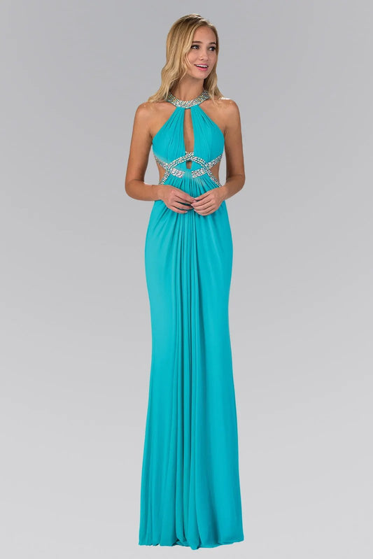 Long Dress Accented with Jewel Embellished Bodice and Cut Outs by Tux-USA