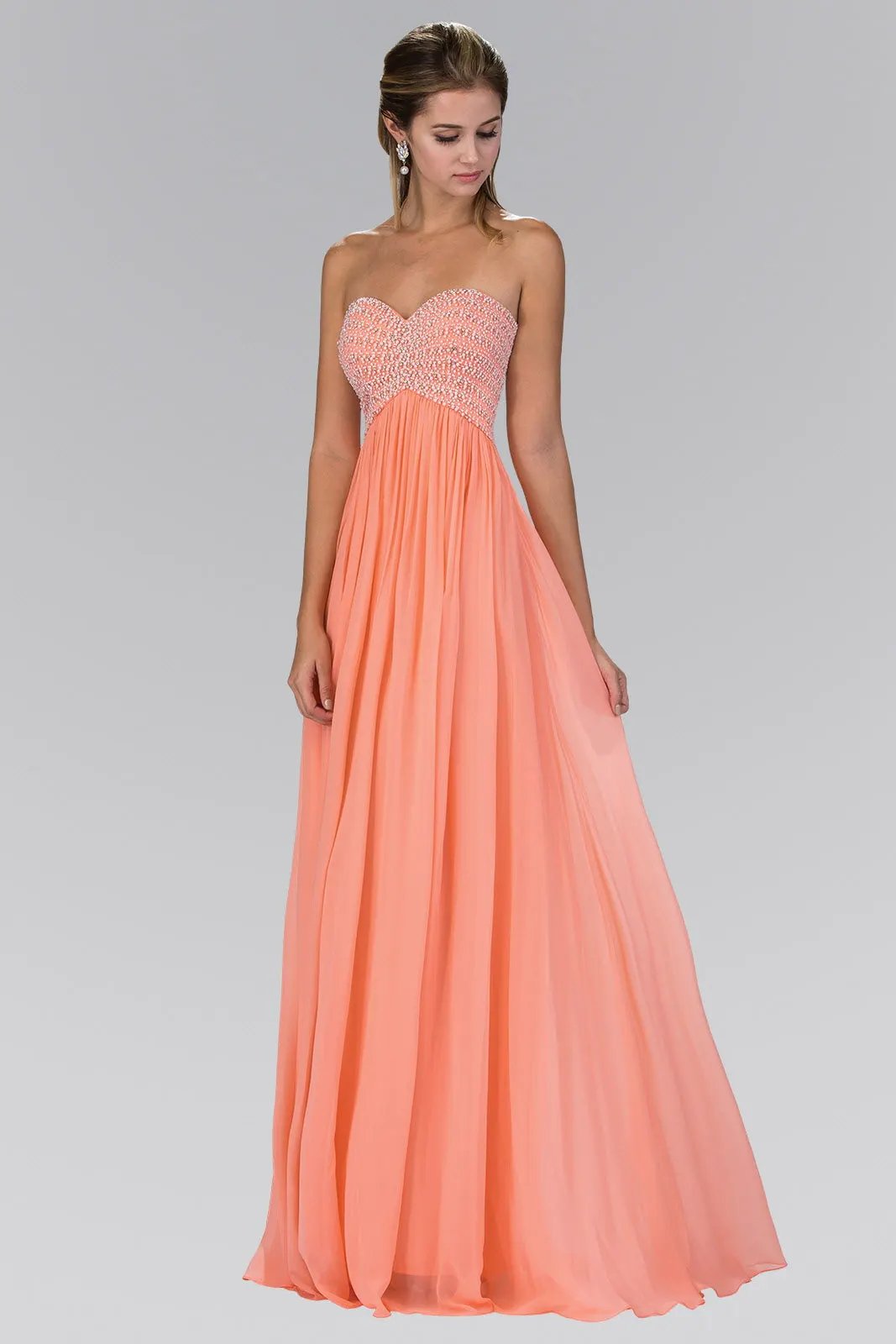 Beaded Bodice Strapless Floor Length Prom Dress by Tux-USA