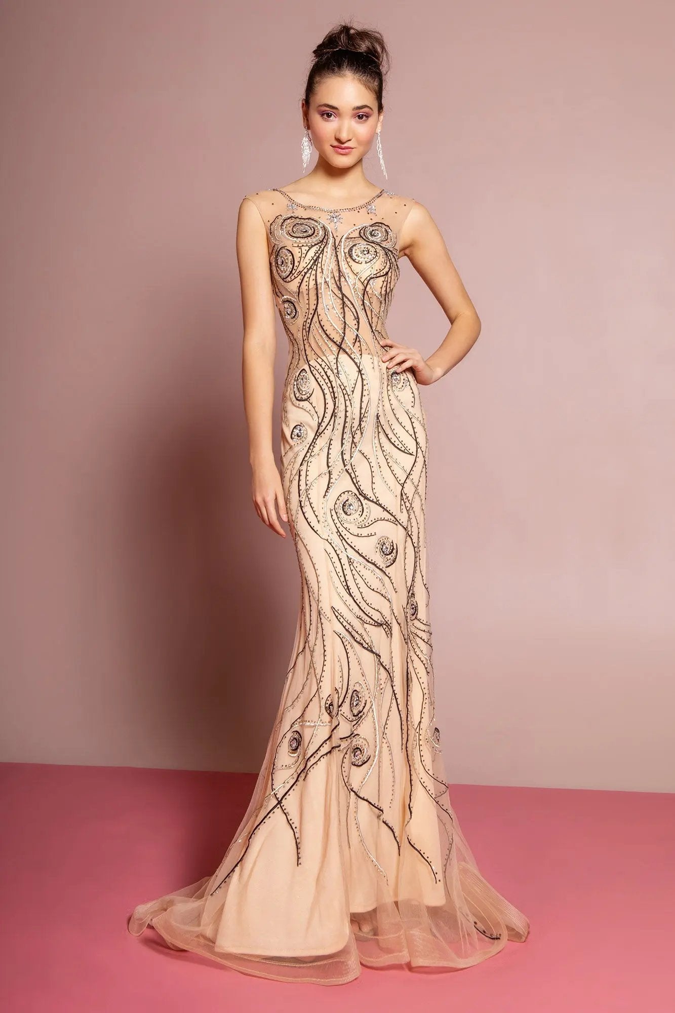 Long Dress with Embroidered Detailing by Tux-USA