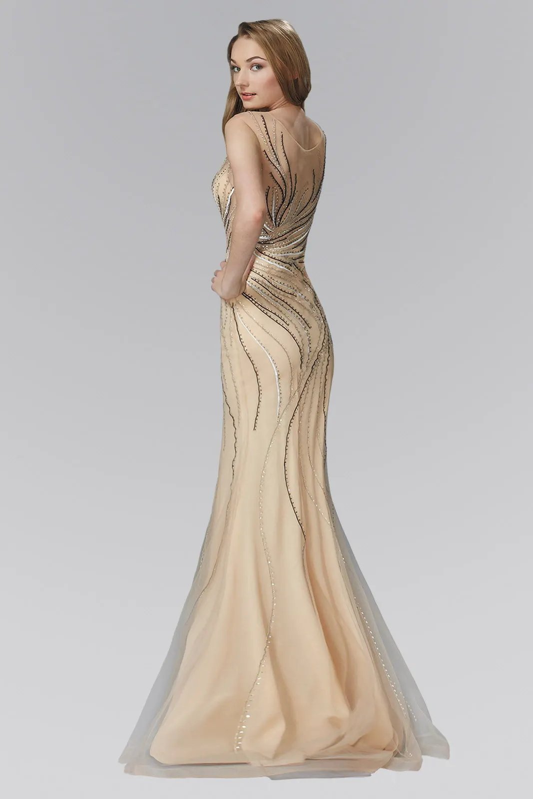 Floor Length Dress with Rhinestone Detailing by Tux-USA