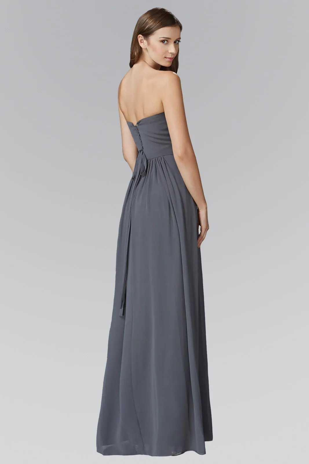 Strapless Sweetheart Floor Length Dress with Corset Back and Jewel Detailing by Tux-USA