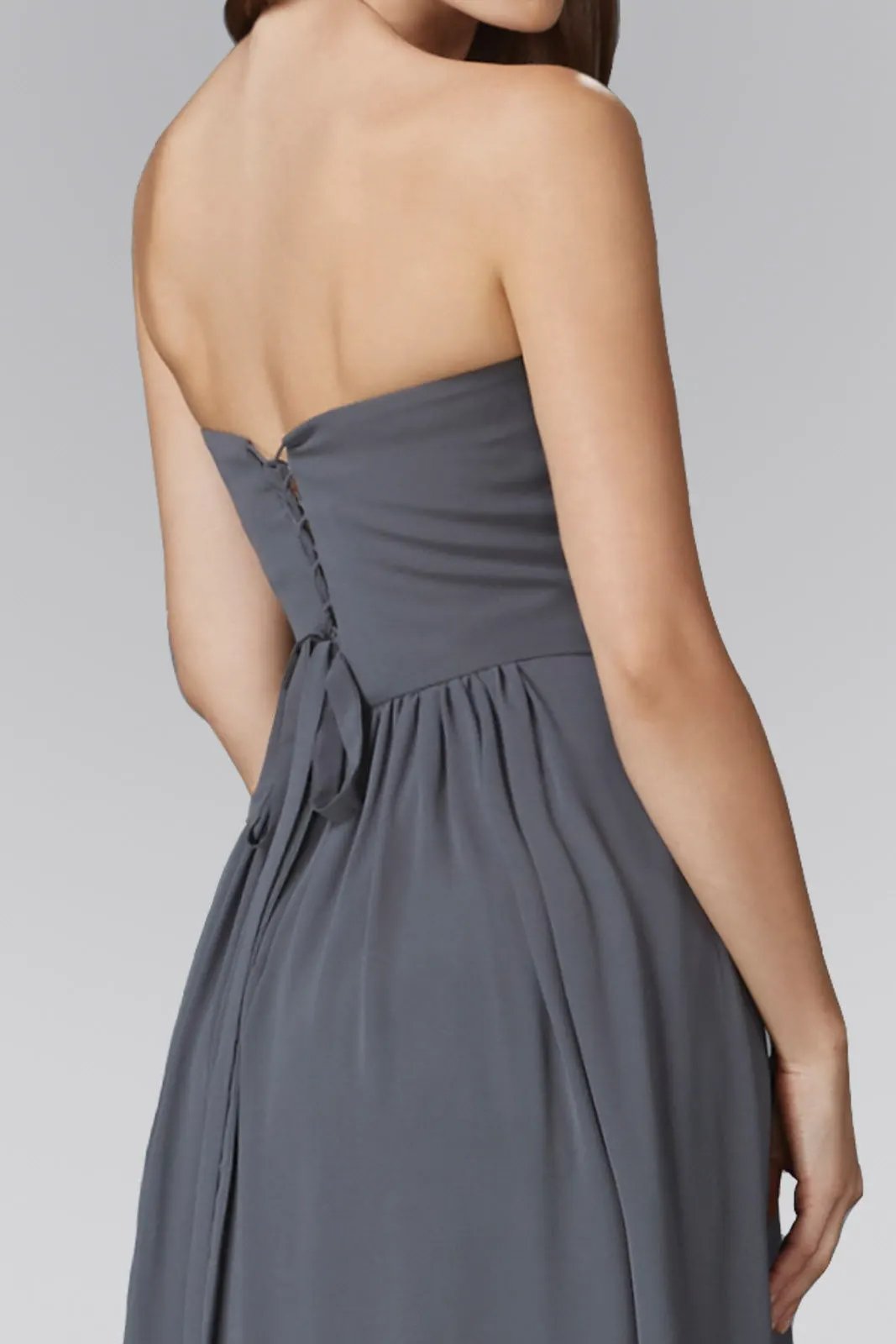 Strapless Sweetheart Floor Length Dress with Corset Back and Jewel Detailing by Tux-USA