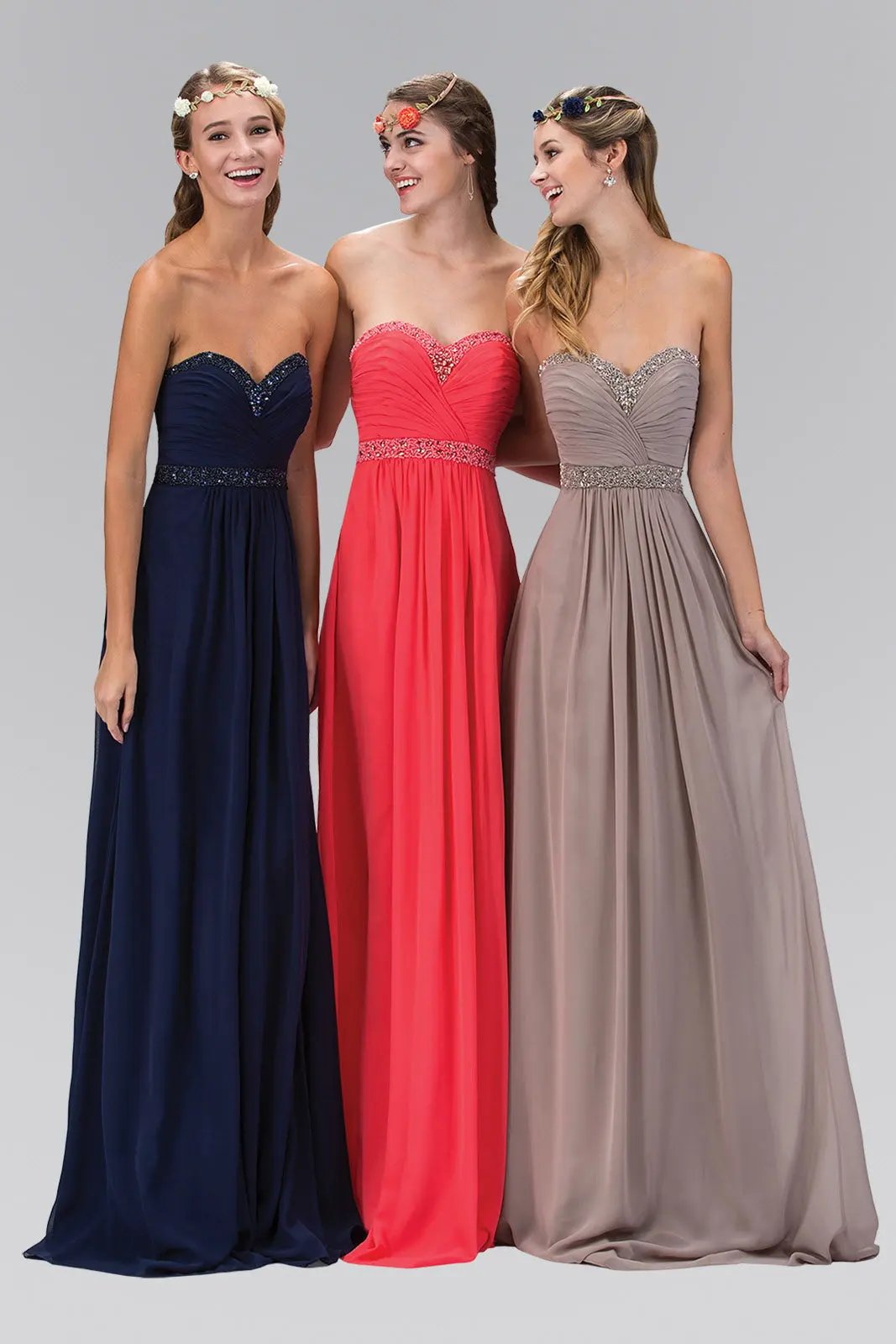 Strapless Sweetheart Floor Length Dress with Corset Back and Jewel Detailing by Tux-USA