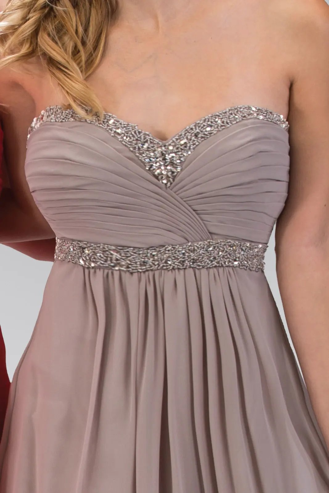 Strapless Sweetheart Floor Length Dress with Corset Back and Jewel Detailing by Tux-USA