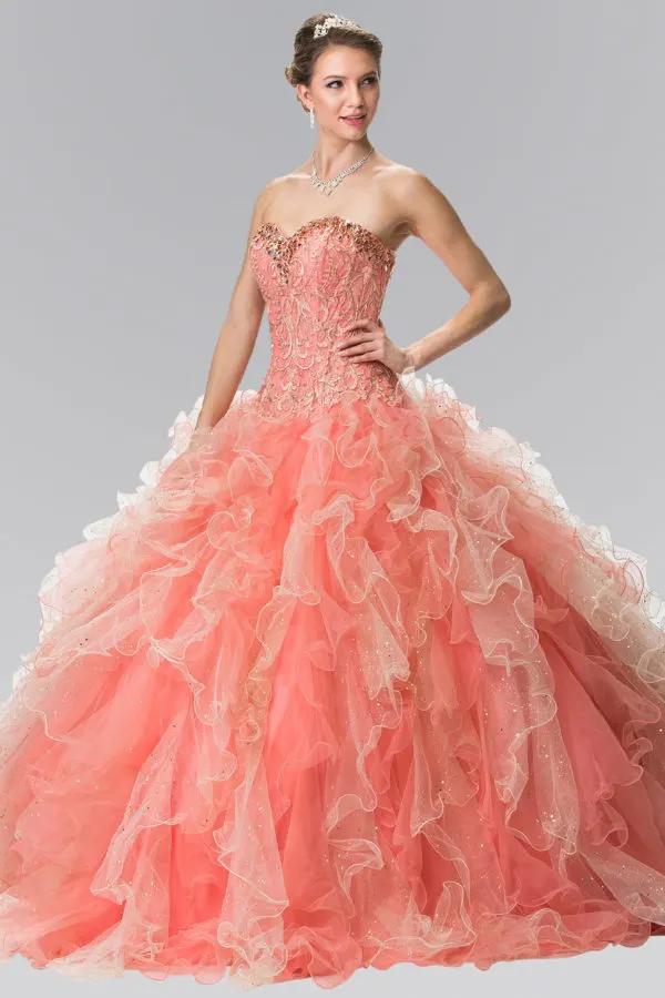 Beads Embellished Embroidery Tulle Quinceneara Dress with Bolero by Tux-USA