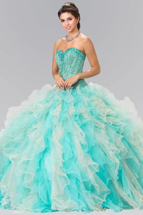 Beads Embellished Embroidery Tulle Quinceneara Dress with Bolero by Tux-USA